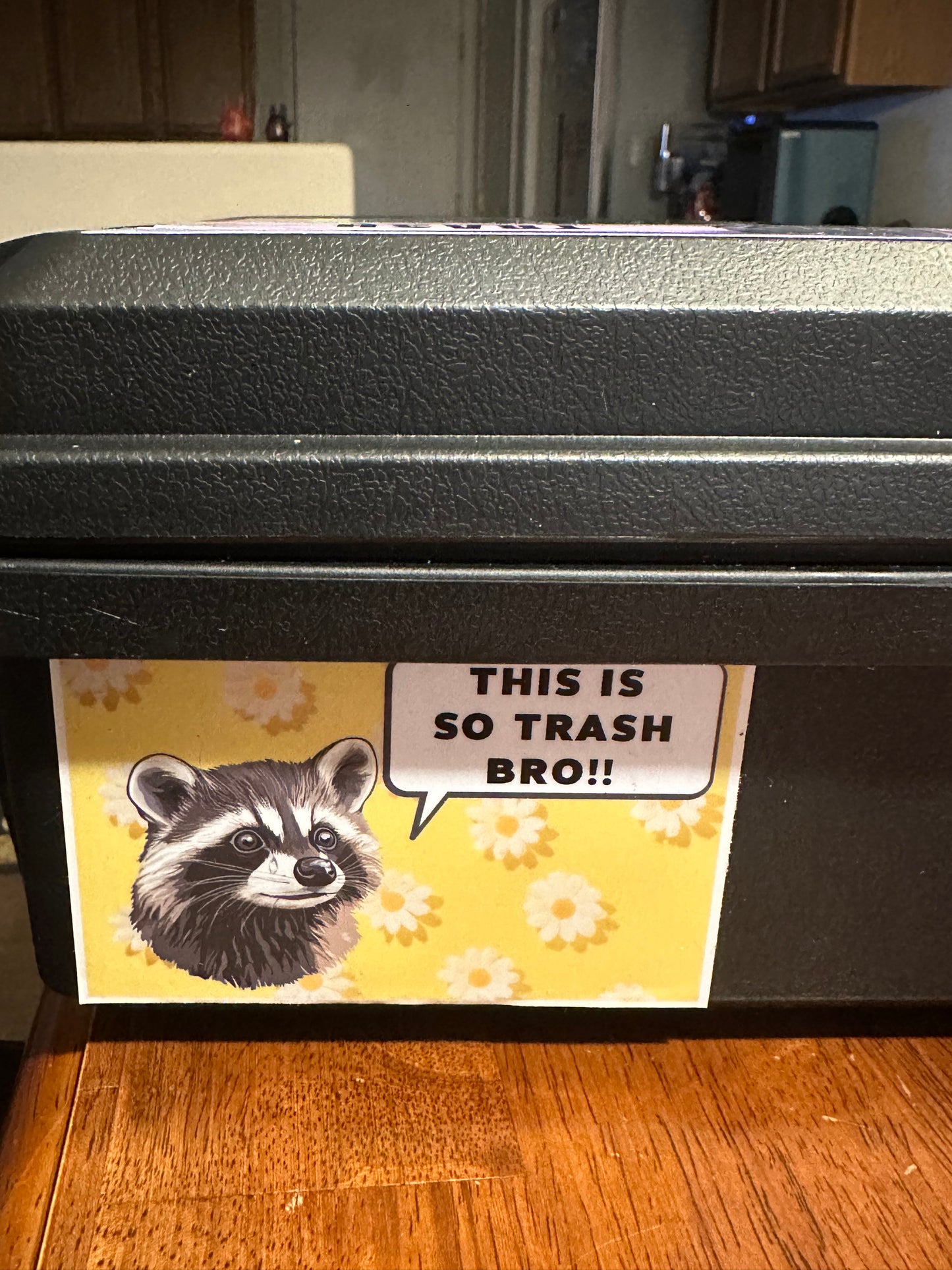 Sad Trash Panda Sticker – Funny Raccoon Car Decal with Floral Design, Cute Introvert Animal Gift, Waterproof Aesthetic Vinyl