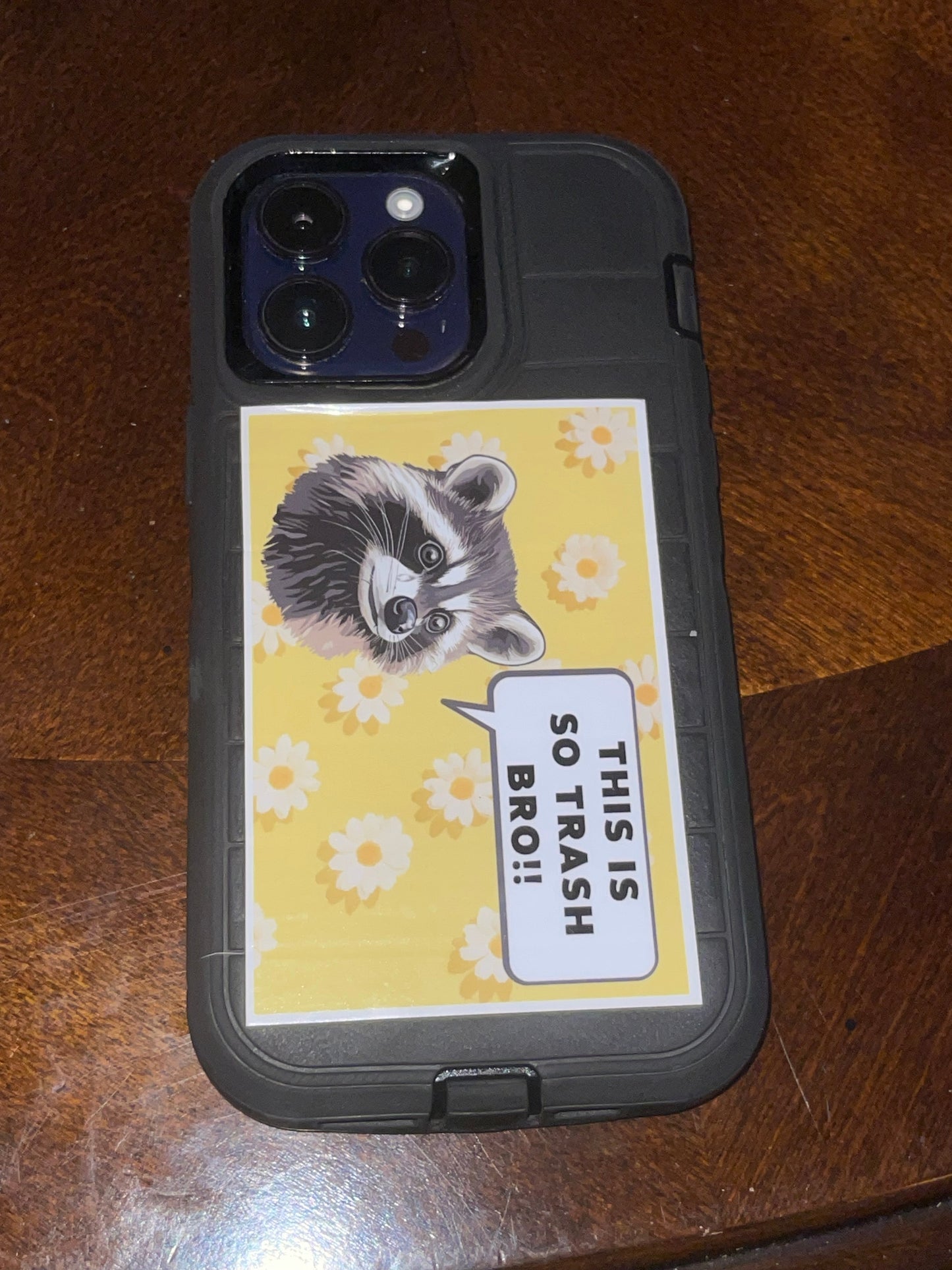 Sad Trash Panda Sticker – Funny Raccoon Car Decal with Floral Design, Cute Introvert Animal Gift, Waterproof Aesthetic Vinyl