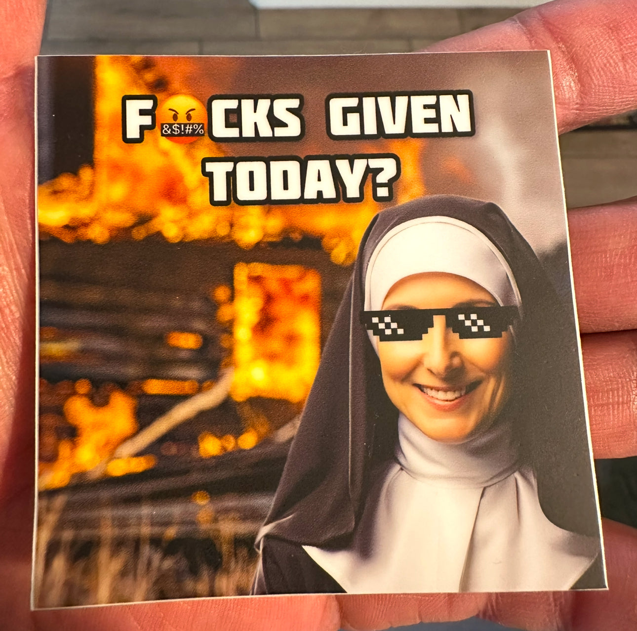 Nun Left To Give Vinyl Sticker| Adult Humor