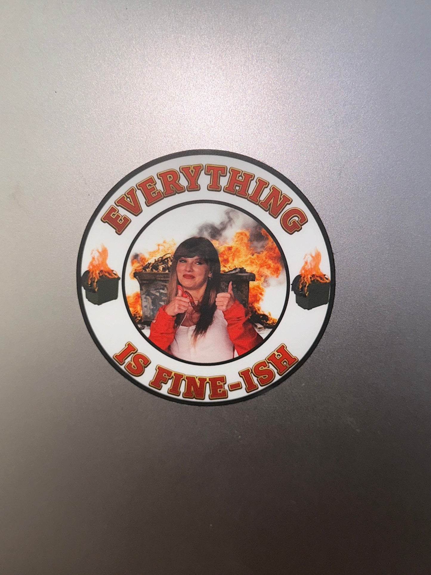 Everything Is Fine (ish) Vinyl Funny Sticker | Taylor Swift | Dumpster Fire